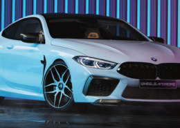 BMW M8 Competition white Underdock UD1 wheels (Frontview)